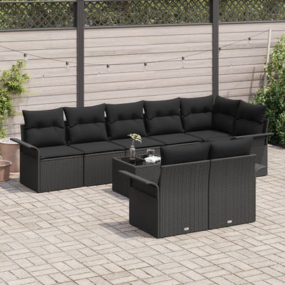 9 Piece Garden Sofa Set with Cushions Beige Poly Rattan