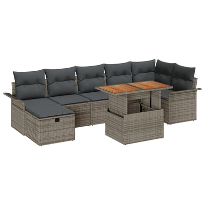 8 Piece Garden Sofa Set with Cushions Grey Poly Rattan