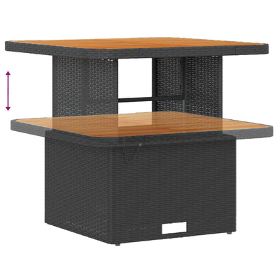 3 Piece Garden Dining Set with Cushions Black Poly Rattan Acacia