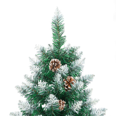 Slim Christmas Tree LEDs & Bauble Set Green 210 cm PVC