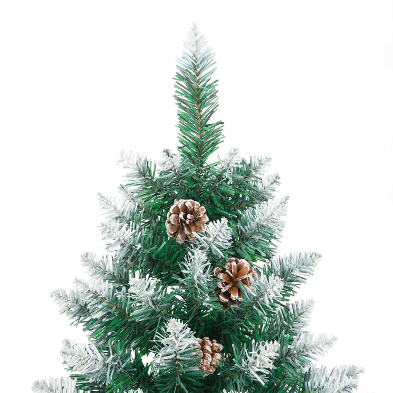 Slim Christmas Tree LEDs & Bauble Set Green 210 cm PVC