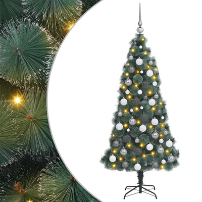 Artificial Christmas Tree with LED and Bauble Set Green 240 cm PET