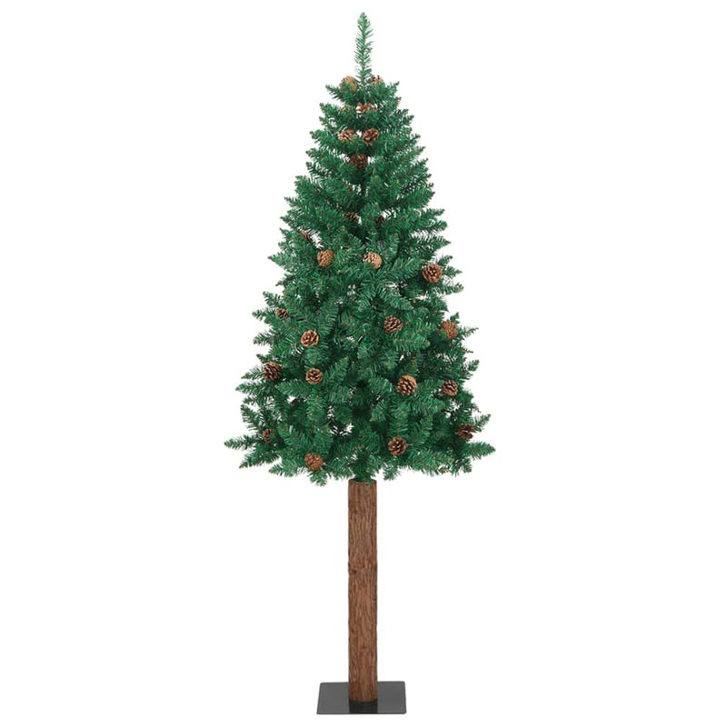 Slim Christmas Tree LED & Ball Set Green 210 cm PVC