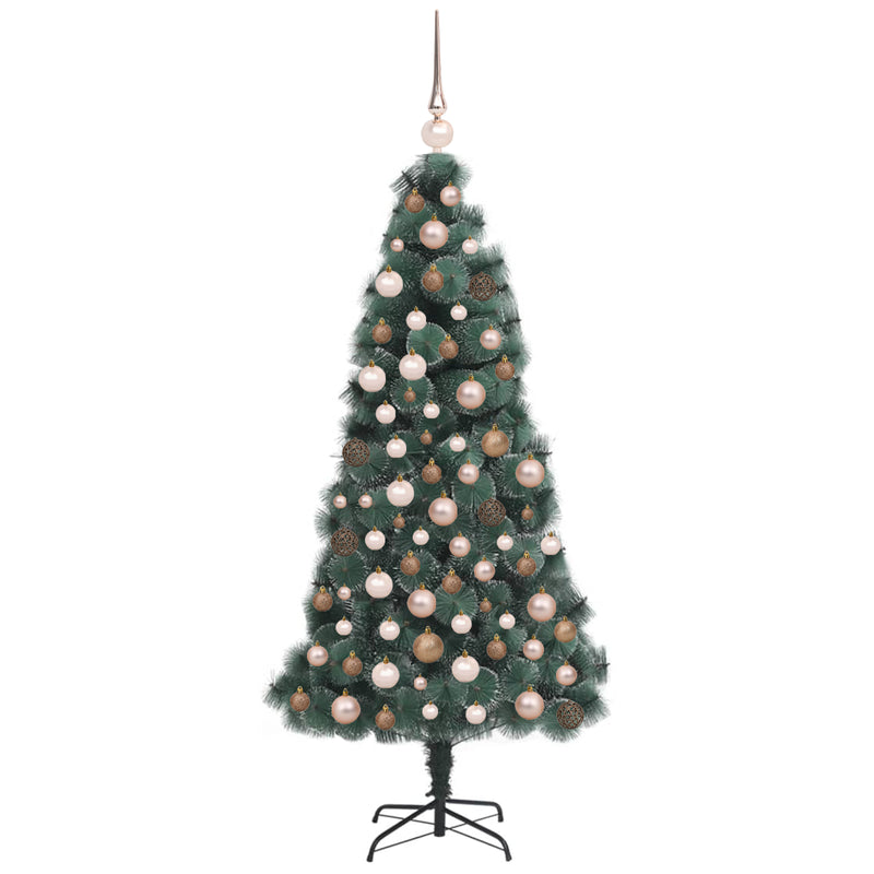 Artificial Christmas Tree LED & Ball Set Green 240 cm PET