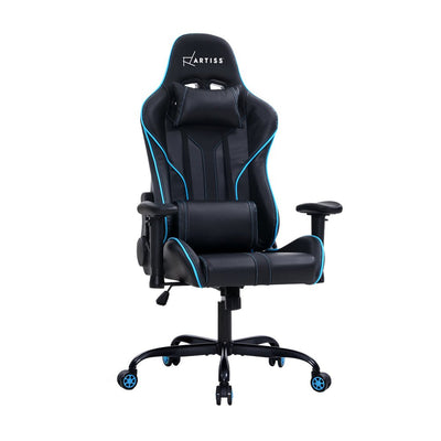 Artiss Gaming Office Chair Computer Chairs Leather Seat Racing Racer Recliner Meeting Chair Black Blue