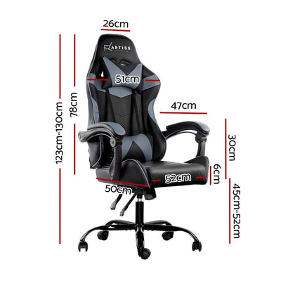 Artiss Office Chair Gaming Chair Computer Chairs Recliner PU Leather Seat Armrest Black Grey