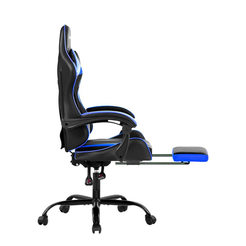 Artiss Gaming Office Chairs Computer Seating Racing Recliner Footrest Black Blue