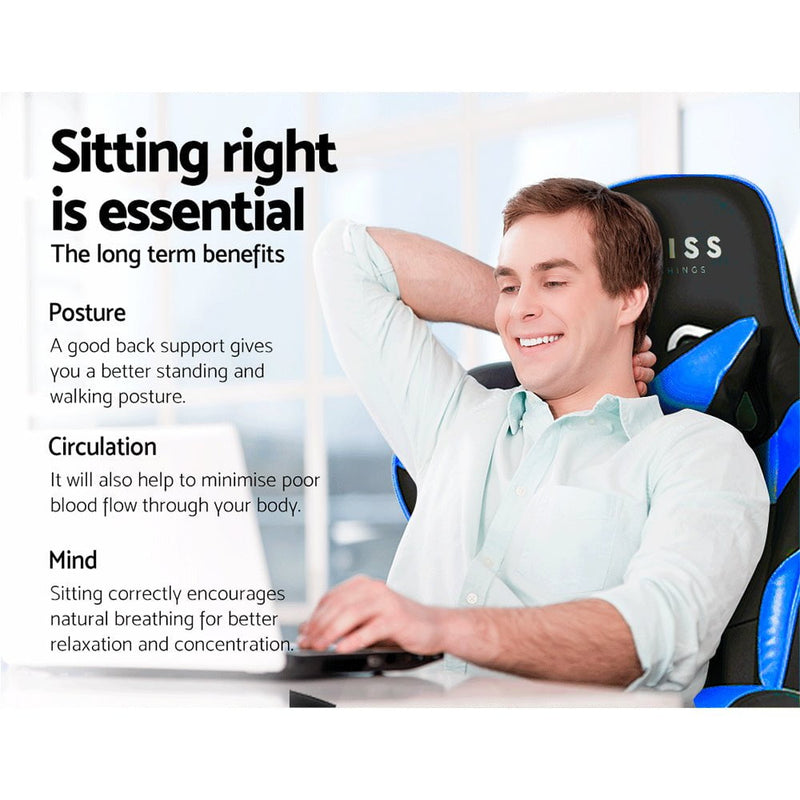 Artiss Gaming Office Chairs Computer Seating Racing Recliner Footrest Black Blue