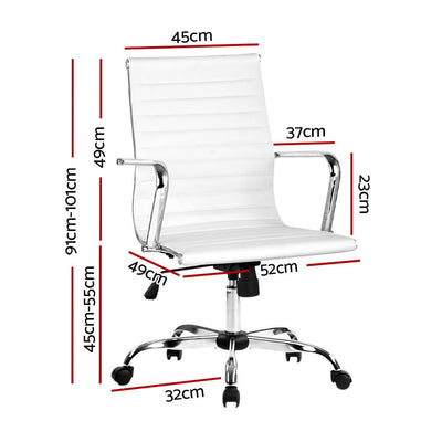 Artiss Office Chair Conference Chairs PU Leather Mid Back White