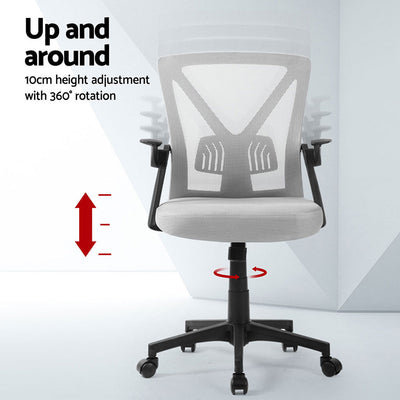 Artiss 2x Mesh Office Chair Mid Back Grey