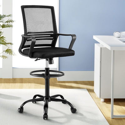 Artiss Office Chair Drafting Chairs Stool Computer Desk Studios Mesh Black