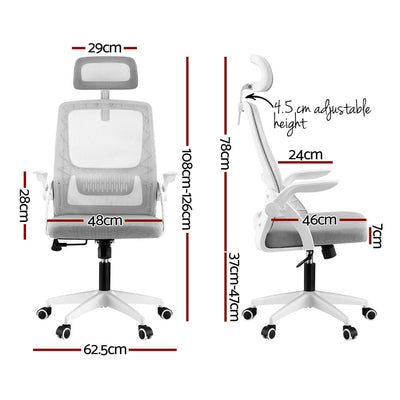 Artiss Ergonomic Office Chair Computer Desk Chairs Headrest Adjustable Grey