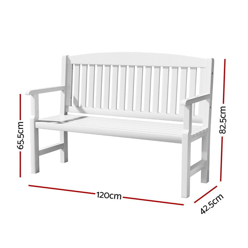 Gardeon Outdoor Garden Bench Wooden 2 Seater Lounge Chair Patio Furniture White