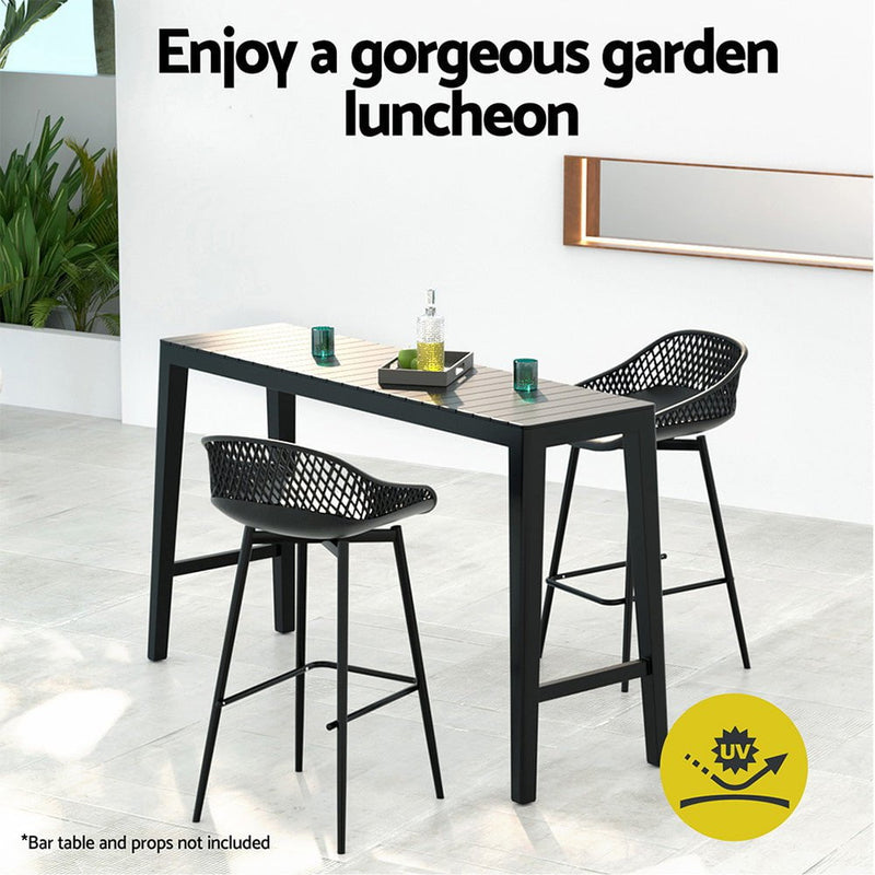 Gardeon 2PC Outdoor Bar Stools Plastic Metal Dining Chair Patio Furniture Garden