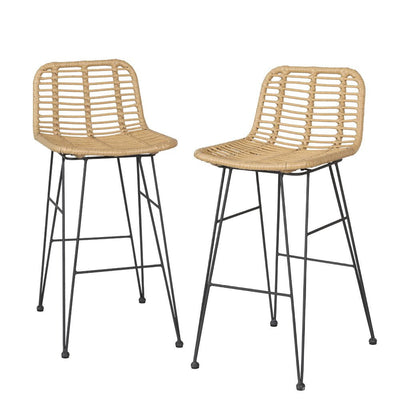 Gardeon 2x Outdoor Bar Stools Rattan Nature