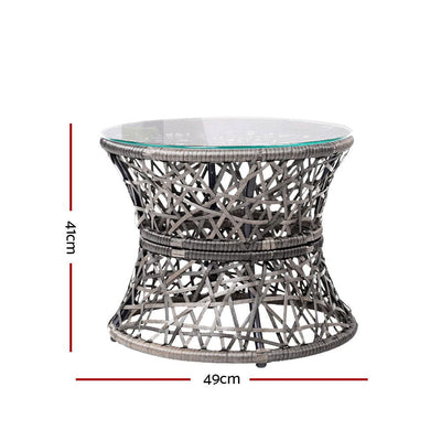 Gardeon Outdoor Lounge Setting Papasan Chair Wicker Table Garden Furniture Grey
