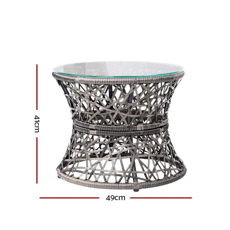 Gardeon Outdoor Lounge Setting Papasan Chair Wicker Table Garden Furniture Grey