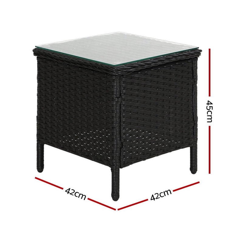 Gardeon Side Table Coffee Patio Desk Outdoor Furniture Rattan Indoor Garden Black