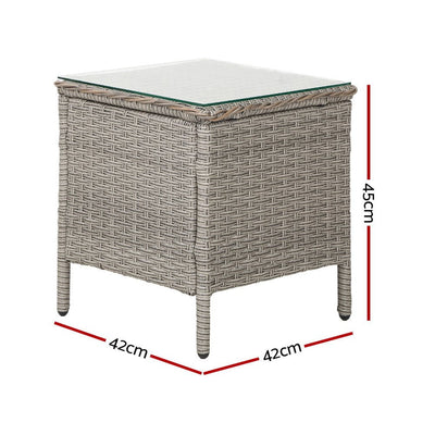 Gardeon Side Table Coffee Patio Desk Outdoor Furniture Rattan Indoor Garden Grey