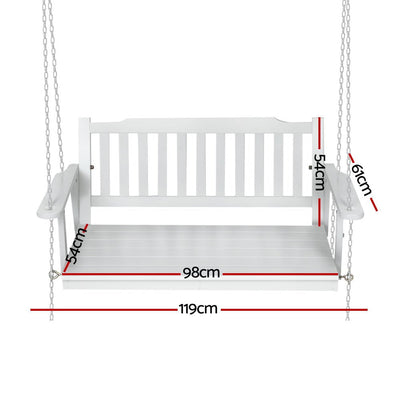 2 Seater Gardeon Outdoor Porch Swing Chair Wooden White