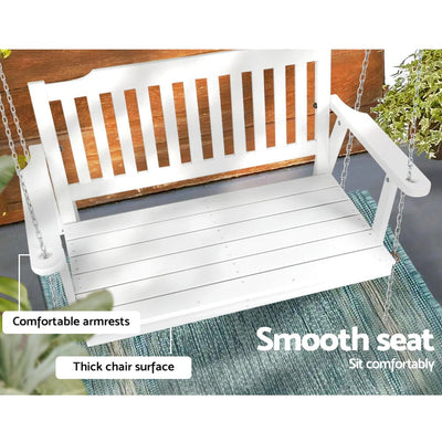 2 Seater Gardeon Outdoor Porch Swing Chair Wooden White