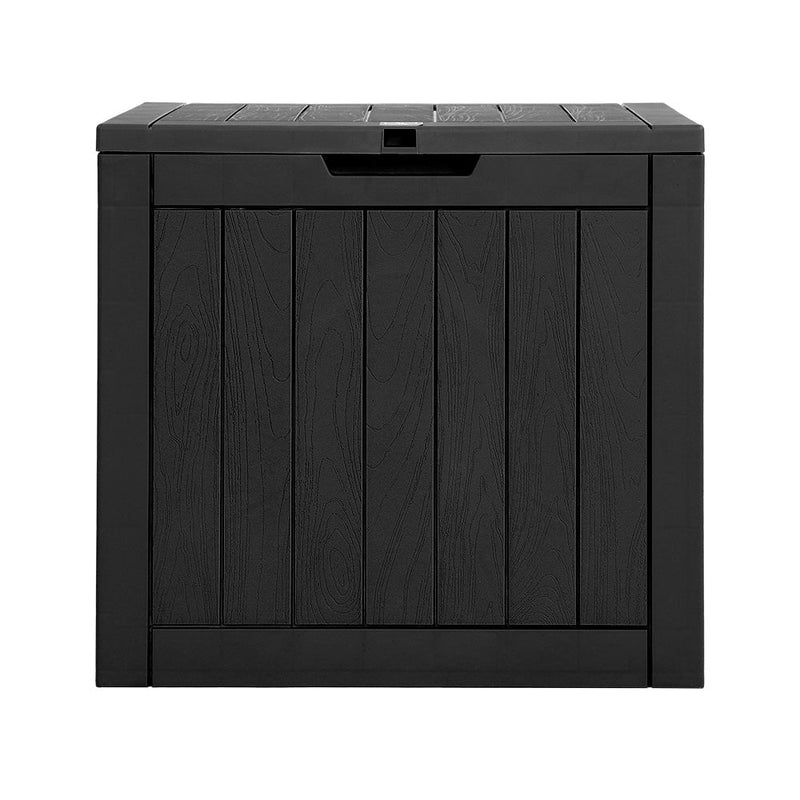 Gardeon Outdoor Storage Box 118L Container Lockable Garden Toy Tool Shed Black