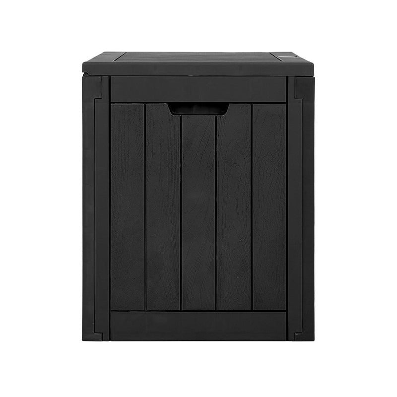 Gardeon Outdoor Storage Box 118L Container Lockable Garden Toy Tool Shed Black