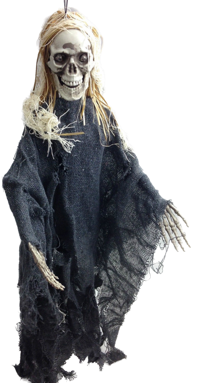 HALLOWEEN Moving Skeleton Skull Creepy Sound Activated Hanging Prop Scary Witch