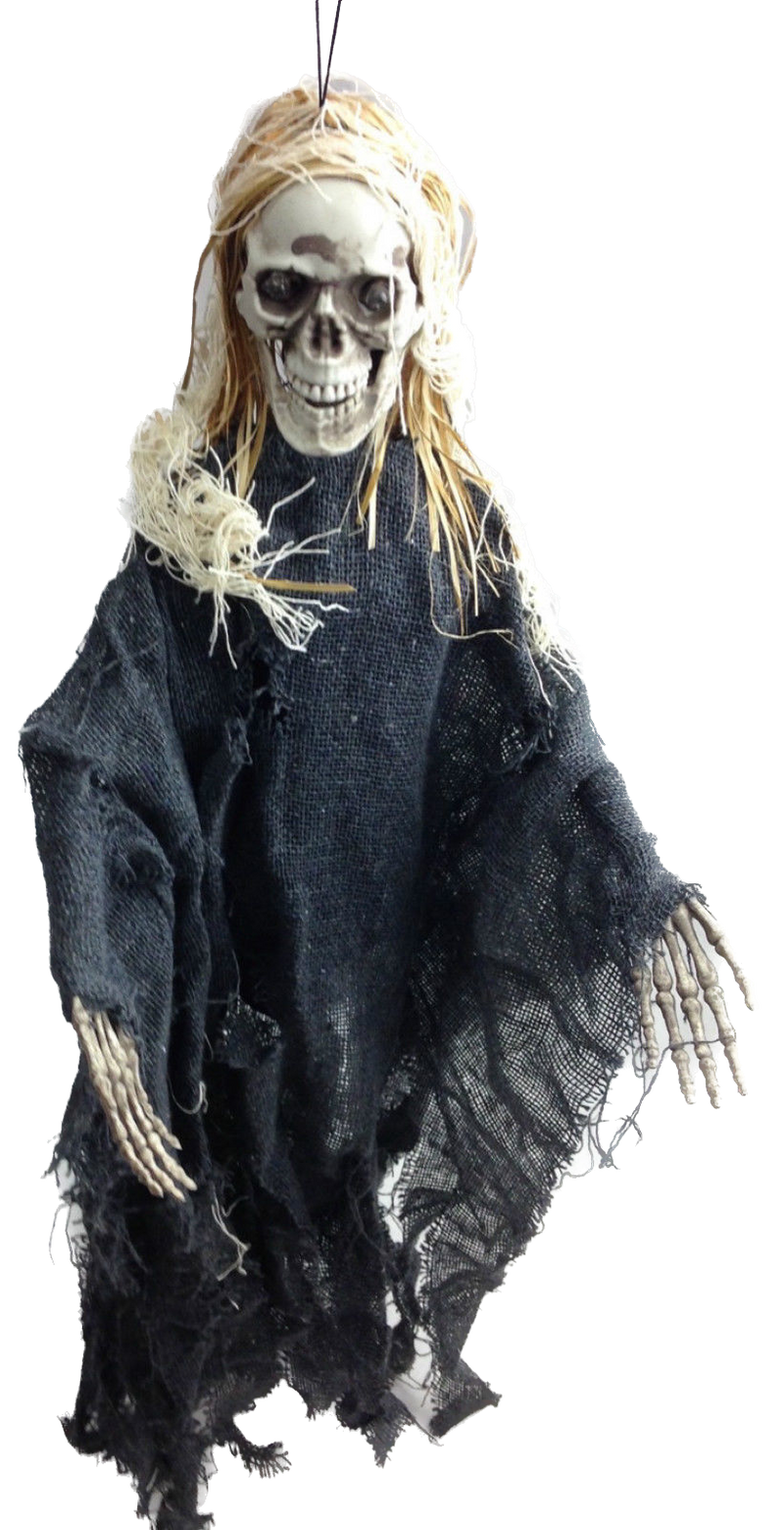 HALLOWEEN Moving Skeleton Skull Creepy Sound Activated Hanging Prop Scary Witch