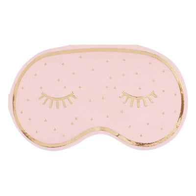 Pamper Party Gold & Pink Eye Mask Shaped Napkins 16 Pack