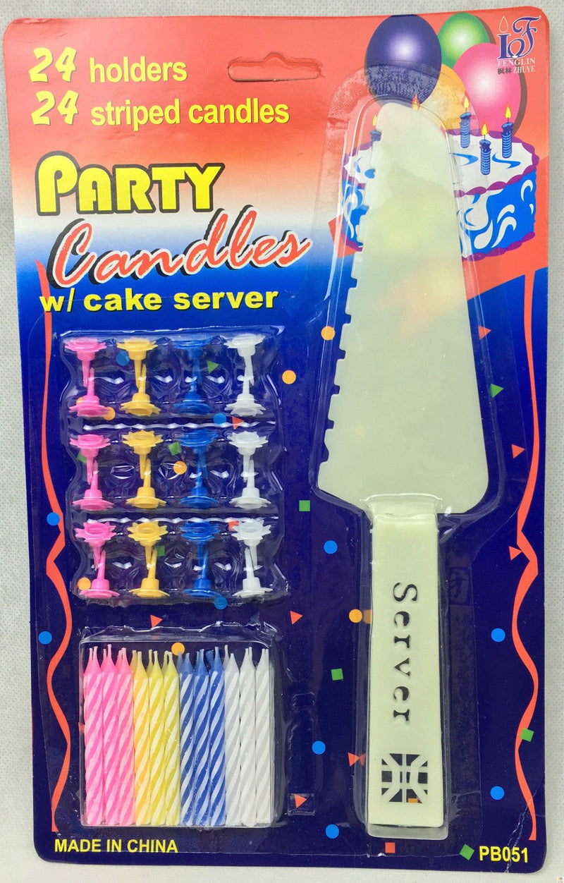 PARTY CANDLES Set w Cake Server Decorations Candle Holders Kit Topper Birthday