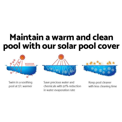 Aquabuddy 10M X 4M Solar Swimming Pool Cover 400 Micron Outdoor Bubble Blanket