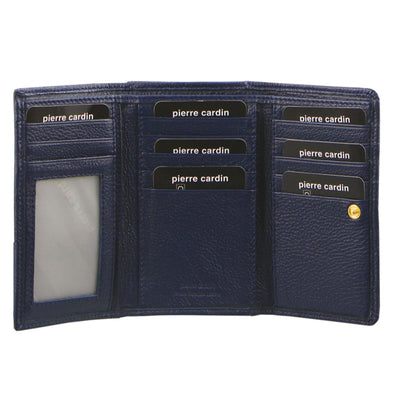 Pierre Cardin Ladies Womens Soft Italian Leather RFID Purse Wallet Rustic - Navy