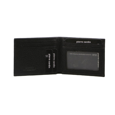 Pierre Cardin Mens Genuine Italian Soft RFID Bifold Slim Wallet - Black