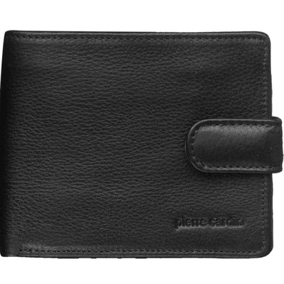 Pierre Cardin RFID Mens Wallet Bi-Fold Genuine Italian Leather w GIFT BOX  - Black