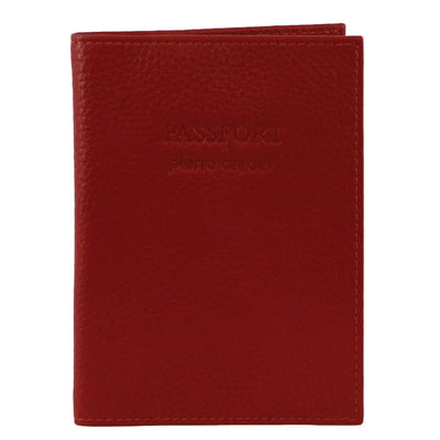 Pierre Cardin Slim Leather Passport Wallet Holder RFID Case Cover - Red