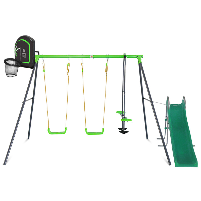 Hurley 2 Metal Swing Set with Slippery Slide