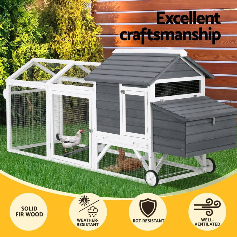 i.Pet Chicken Coop Rabbit Hutch Extra Large Wooden Run Bunny Cage House Outdoor