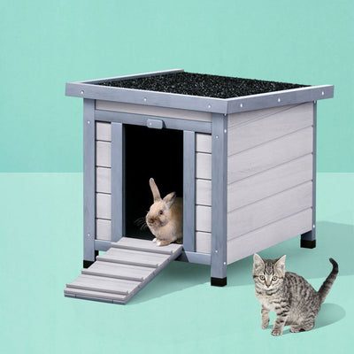 i.Pet Outdoor Cat House Rabbit Hutch Wooden Shelter Condo Small Enclosure Indoor Cat House Outdoor