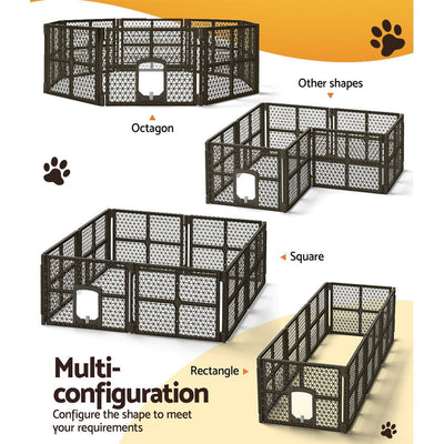 i.Pet Dog Playpen Enclosure 8 Panel Pet Fence Plastic Play Pen