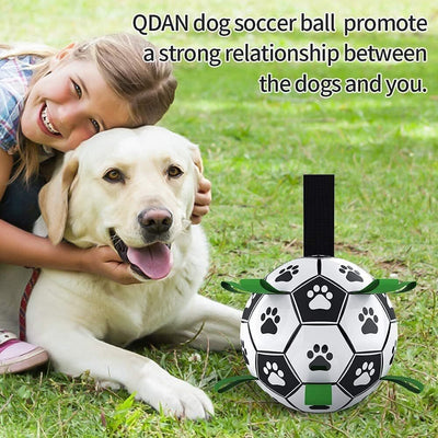 Dog Soccer Ball w/Grab Tabs Interactive Pet Dog Toy Football 