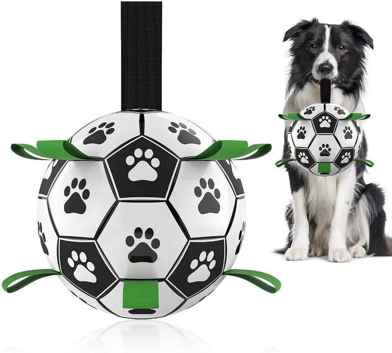 Dog Soccer Ball w/Grab Tabs Interactive Pet Dog Toy Football 