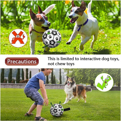 Dog Soccer Ball w/Grab Tabs Interactive Pet Dog Toy Football 