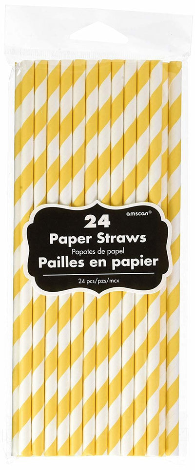 Yellow Paper Straws 24 Pack