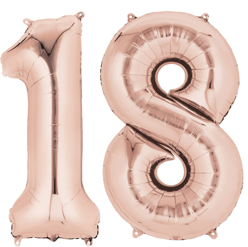 Number 18 Large Rose Gold Foil Balloon