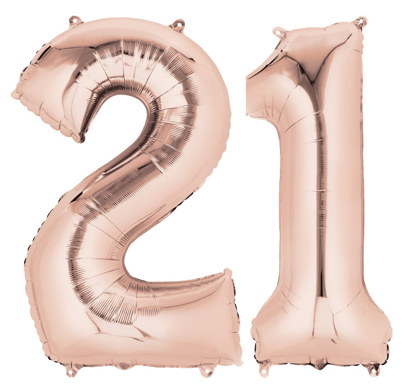 Number 21 Large Rose Gold Foil Balloon