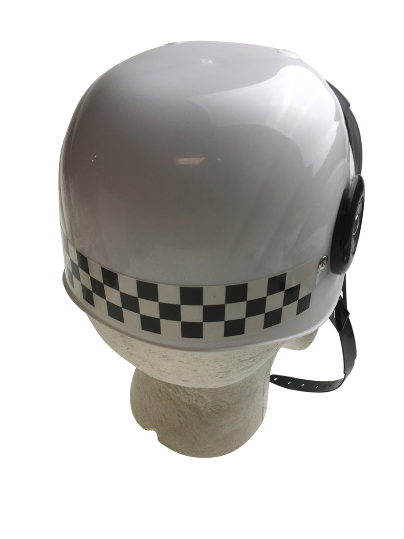 POLICE HAT Plastic Helmet Cap Costume Party w Strap Clear Visor - White