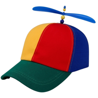 Propeller Helicopter Hat Clown Cap Jester Tweedledee Costume Windmill Snap