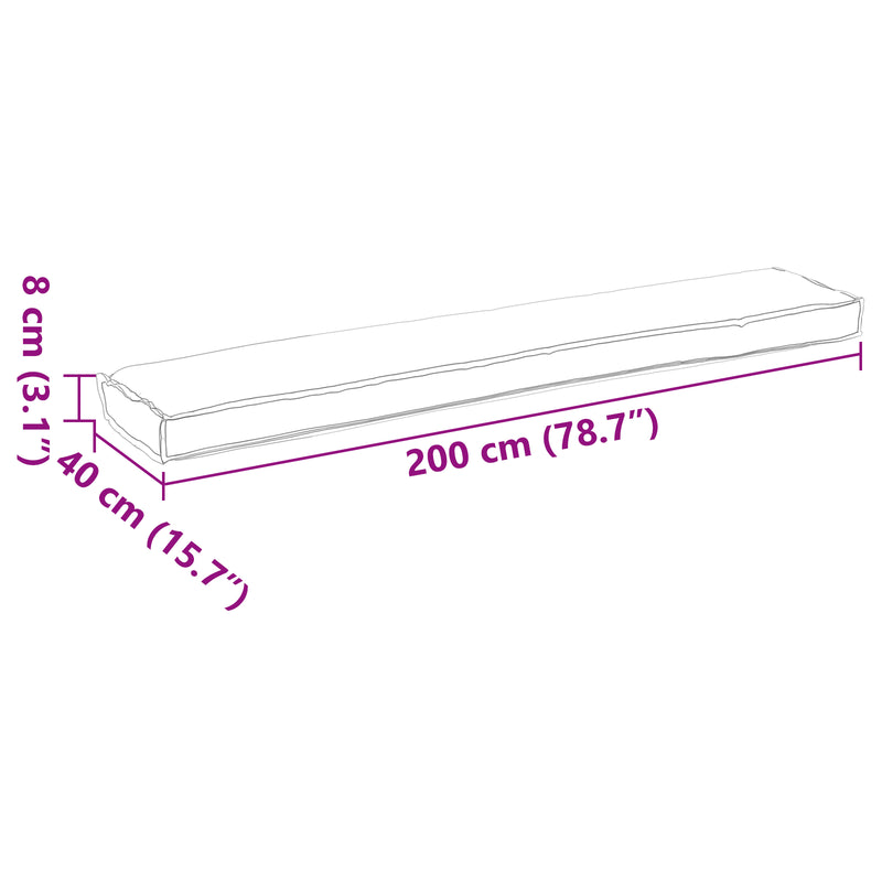 Pallet Cushion for Bench Anthracite 200x40x8 cm Oxford Fabric