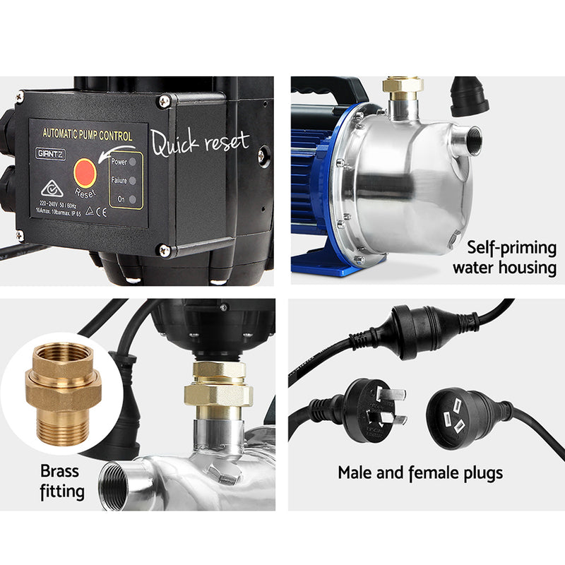 Giantz Garden Water Jet Pump High Pressure 1100W Tank Rain Farm Irrigation Black